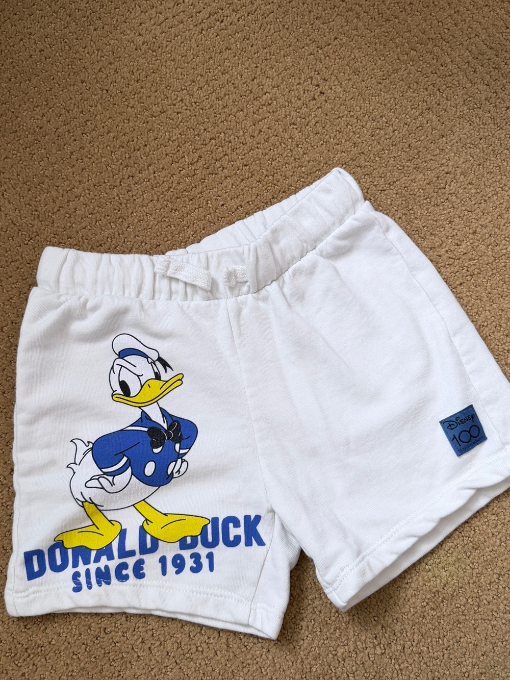 Zara White Donald Duck Graphic Kids Shorts